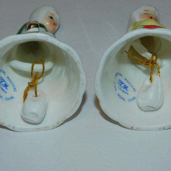 Treasure Masters Christmas Bells Fine Bone Chine Praying Angel & Shepard Boy - Picture 7 of 8